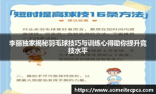 李丽独家揭秘羽毛球技巧与训练心得助你提升竞技水平